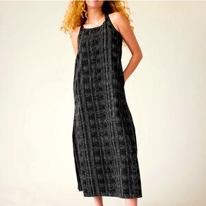 Athleta Black Striped cross-back dress with pockets. Size large. Worn once.